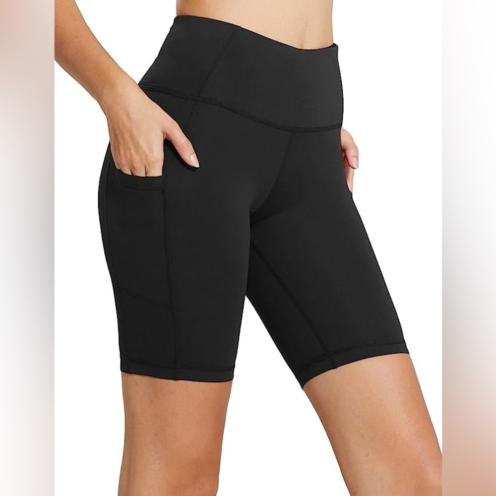 Women High Waist Biker Shorts Yoga Running Volleyball Workout Gym with Pockets